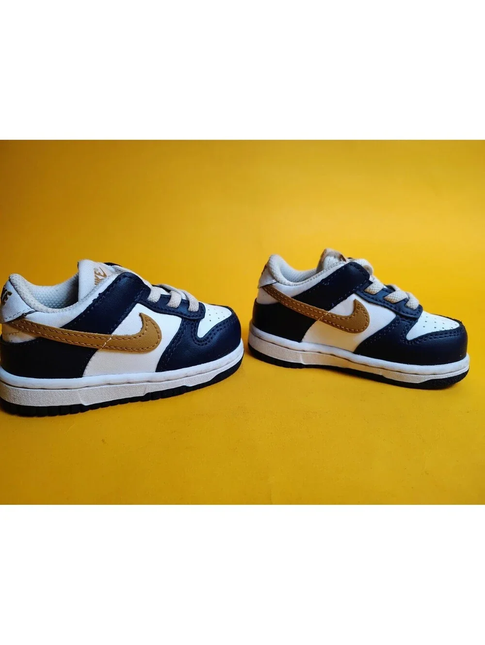 Nike Dunk Low TD Midnight Navy Wheat Toddler Size 5C Shoes FB9107-111 Blue White